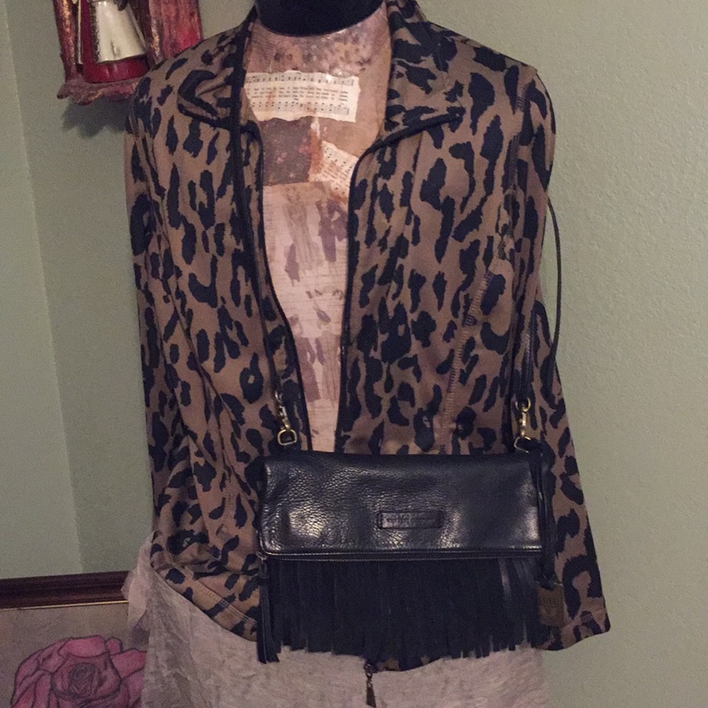 Frye black leather handbag.  With Fringe!!!!